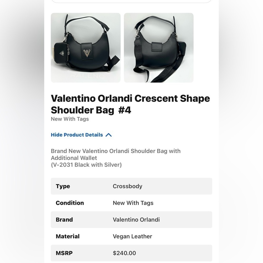 NWT Valentino Orlandi Crescent Shape
Shoulder MSRP $240 🔥🔥🥇🥇 - Picture 3 of 3